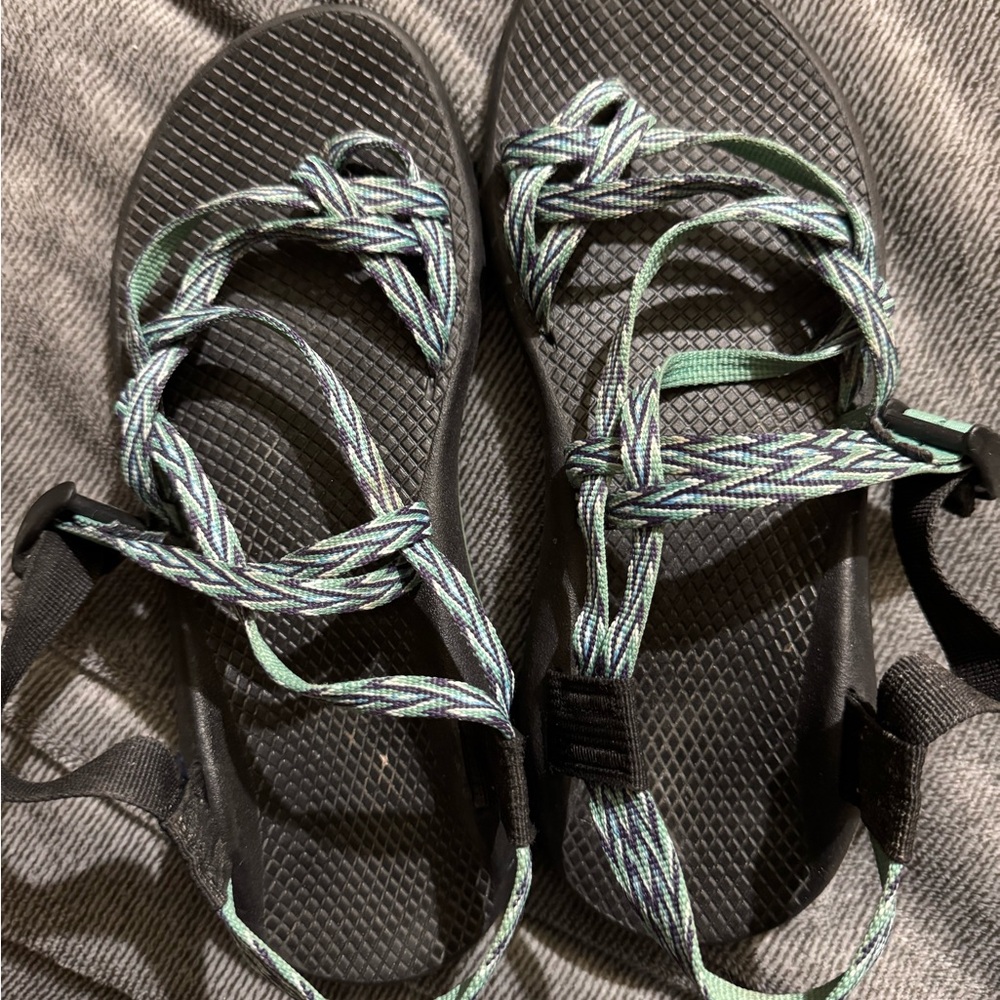 Braided Strap Chacos Sandals in Black and Green
